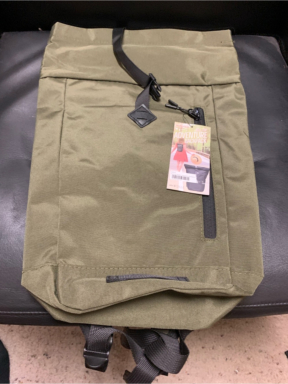 Nupouch Olive Green Roll-Top Adventure Backpack